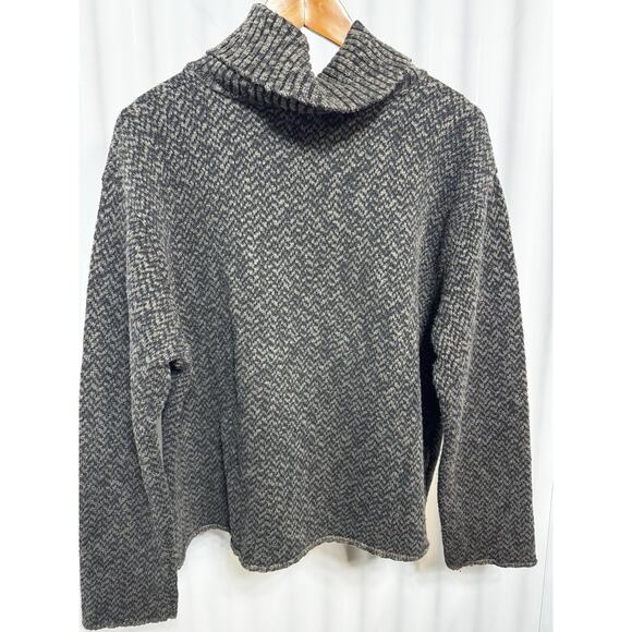 Willow Knit Funnel Neck Sweater Gray Taupe Cotton Textured Weave SZ M USA - Picture 1 of 6